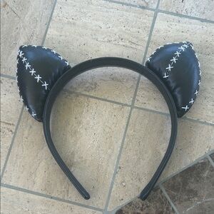 Black Cat Ear Headband with Stitch Detail